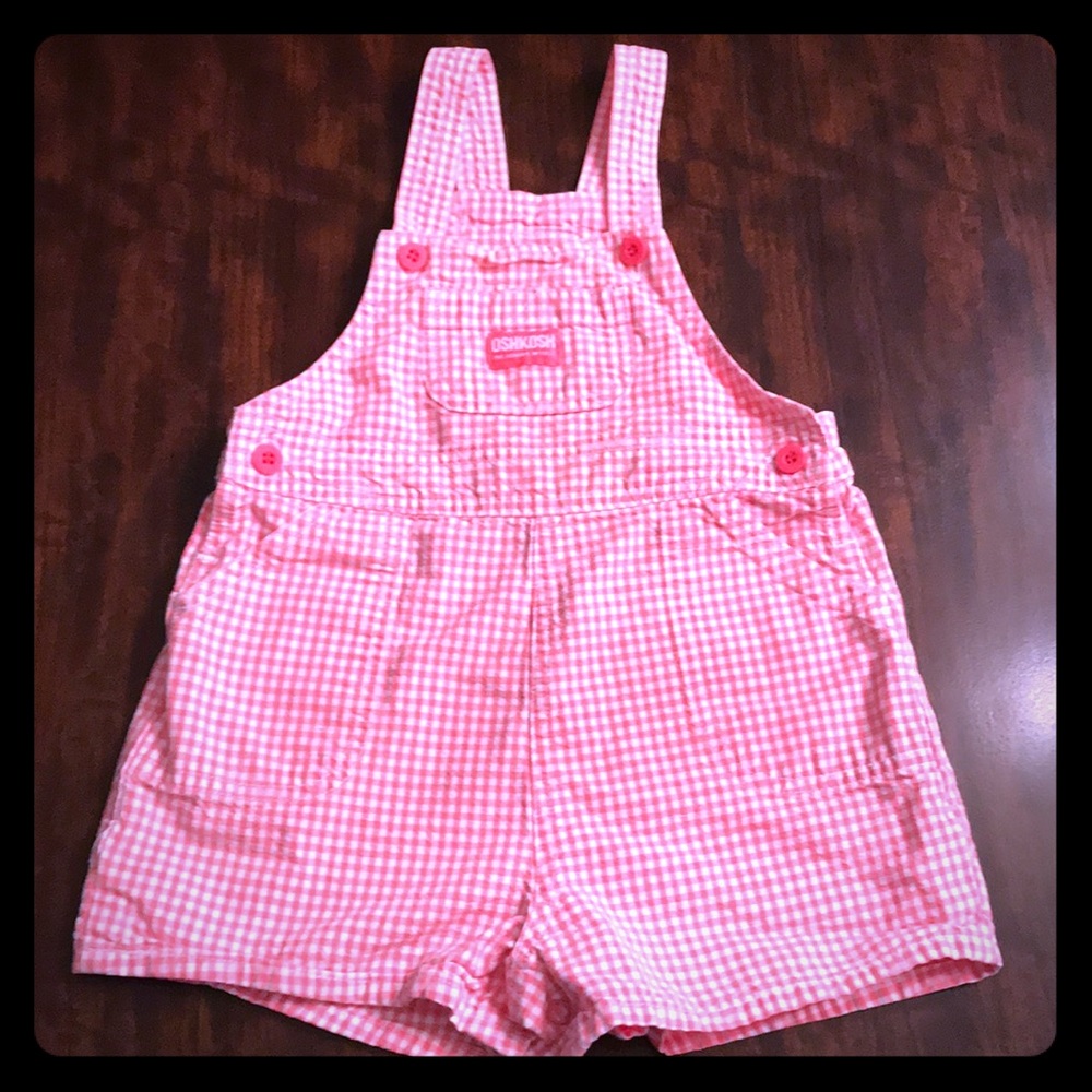 OshKosh kids Pink Check short overalls